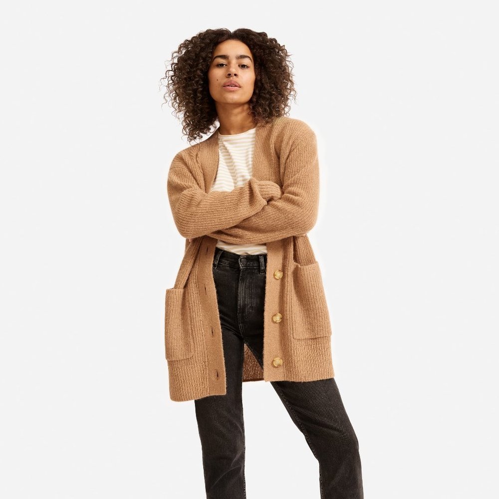 Everlane Oversized Alpaca Cardigan - Camel - XS
